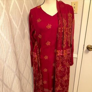 Pakistani Indian Wedding or party wear Suit Duppata And Shirt Full Embroidered
